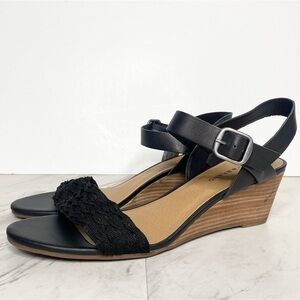 New! Lucky Brand Jaliena Black Wedge Heel Sandal 12M